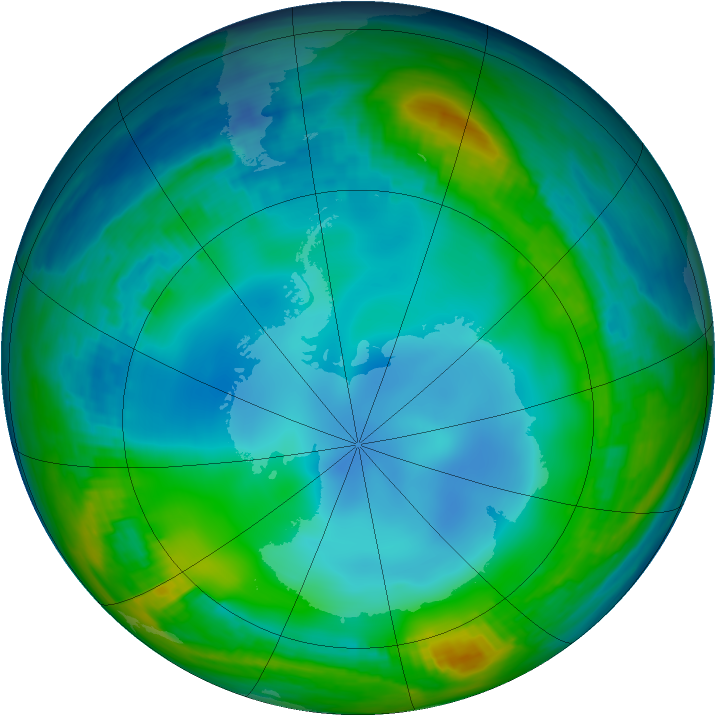 Antarctic ozone map for 19 June 1987